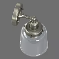 Stylish Silver Wall Lamp With Metal Bracket And Transparent Glass Shade
