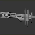 3D Rendered Aerospace Spaceship Design With Blue Red Details And Gray Structure