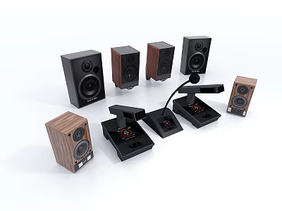 Stylish Home Audio Speakers With Various Designs Wooden And Black Finishes For Home Use 3d model