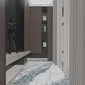 Modern Living and Dining Room Interior Design With Marble Wall Sofa TV And Chandelier