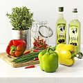 Fresh Colorful Vegetables with Bell Peppers Chili Onions and Rosemary on Wooden Board