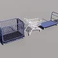 Industrial Equipment Including Blue Metal Cage White Shopping Cart Platform Cart And Basket