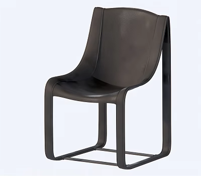 Stylish Black Leather Leisure Chair with Metal Frame Modern Minimalist Design 3d model