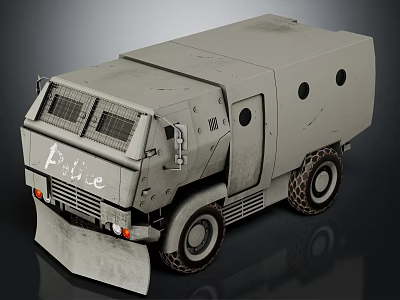 Gray Rugged Military Vehicle With Armored Body And Large Tires Design 3d model