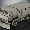 Gray Rugged Military Vehicle With Armored Body And Large Tires Design