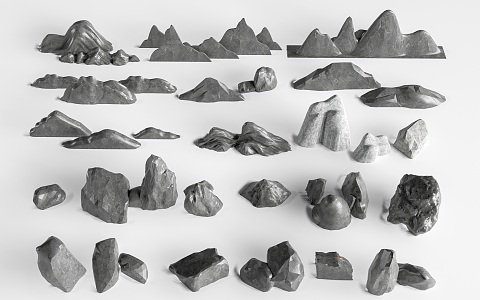 Modern landscape rubble pseudo rockery 3d model