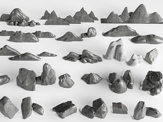 Modern landscape rubble pseudo rockery 3d model