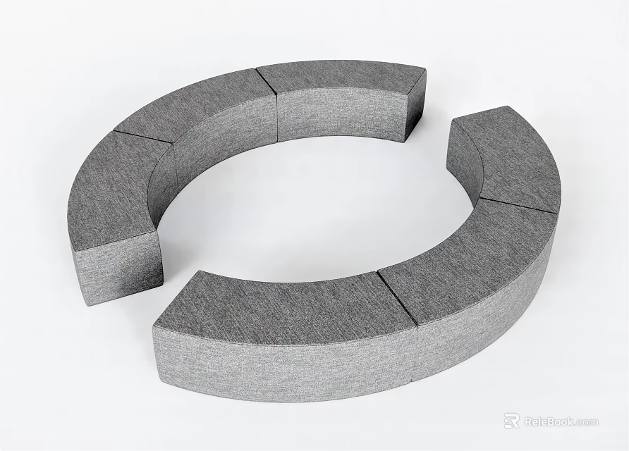 Modern Public Chair With Circular Gray Block Structure And Fabric Material 3d model
