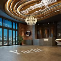 Luxury Interior Space With Yacht Decor And Chandeliers 3d model