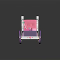 Kids Pink And White Toy Carriage With Purple Wheels And Floral Accents