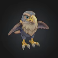 Cartoon Style Eagle Character With Spread Wings And Yellow Claws 3d model