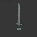 Silver Sword With Slender Blade And Hilt On Dark Background With Reflection