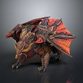 Fierce Mythical Dragon Creature Game Movie Character Featuring Red Orange Wings Intricate Textures Sharp Claws