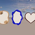Decorative Wall Mirrors With Beige Floral Blue Irregular And Red Heart Shaped Frames 3d model