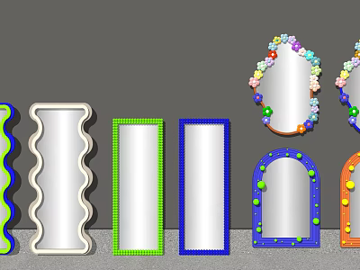 Various Colorful Decorative Mirror Components With Unique Shapes And Beaded Borders 3d model