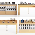 Wooden Display Shelves with Multiple Compartments for Showcasing Small Items in Various Styles 3d model