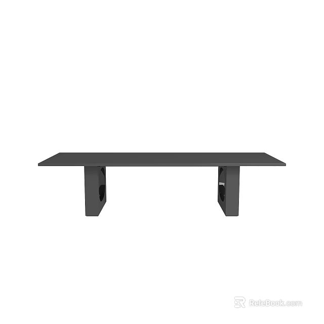 Modern Minimalist Black Dining Table With Rectangular Top And Geometric Legs 3d model
