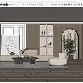 Modern Living Room Interior With Sofa Coffee Table Decorative Painting And Arch Design