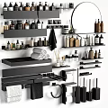 Black Modern Bathroom Accessories with Wall Shelves Towels Storage Bottles and Organizers