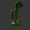 Vintage Wooden Telephone With Metal Rotary Dial And Classic Retro Design Features