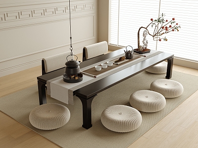 Modern Tatami Tea Table and Chair Tea Set Ornaments Stool model