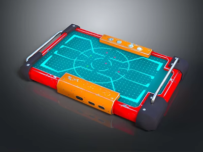 Desktop Computer Gaming Device With Green Play Area Orange Panel And Control Buttons 3d model
