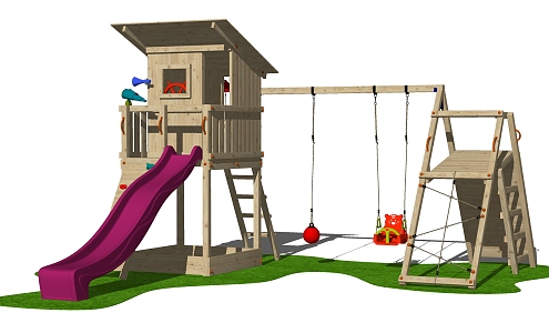 modern amusement equipment children's playground slide swing climbing equipment 3d model