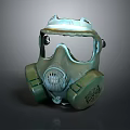 Fire Protection Equipment Green Gas Mask With Transparent Face Shield And Dual Filter Canisters