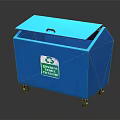 Durable Blue Recycling Bin with Wheels and Correct Waste Disposal Label