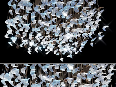 Modern Artistic Chandelier With Butterfly Shaped Glass Pieces For Home Decor Lighting Design 3d model