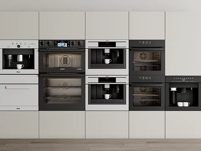 Modern Kitchen Interior With Built In Kitchen Appliances And Neatly Arranged Cabinets 3d model