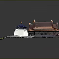 Traditional Chinese Ancient Architecture Models With Red Blue Roofs And Classic Design