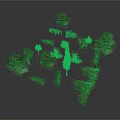 Various Green Plants Collection Including Trees And Shrubs On Grey Background