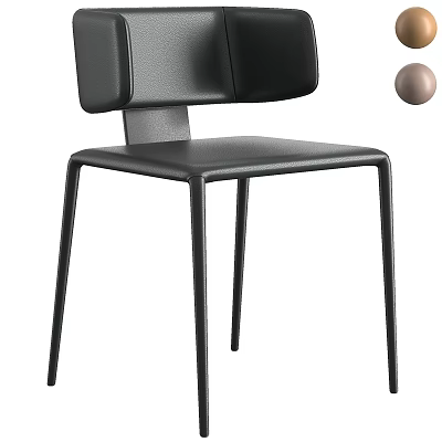 Modern Black Leather Accent Chair with Sleek Backrest and Metal Legs 3d model