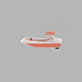 Orange And White Wooden Boat With Canopy And Comfortable Seats Design