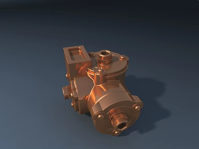 Copper Mechanical Component Featuring Shiny Metallic Surface And Industrial Design Structure 3d model