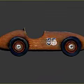 Orange Vintage Race Car With Number 55 Black Wheels And Sleek Streamlined Design