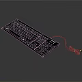 Black Wired Computer Keyboard With Standard Layout And Durable Key Design 3d model
