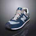 Blue And White Retro Running Shoes With Mesh Upper White Laces And Rubber Sole