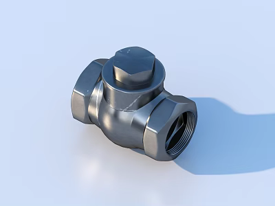 Stainless Steel Three Way Valve With Threaded Ports And Hexagonal Top Design 3d model