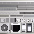 Modern AC Vents With Various Grille Styles Different Sizes And Indoor Units