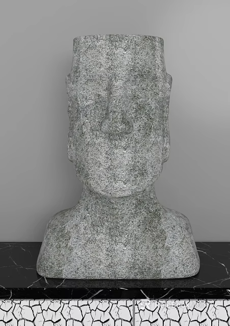 Textured Stone Statue Decorative Ornament Set For Home Interior Decor 3d model 