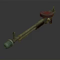 Vintage Gun With Long Barrel Wooden Grip And Metallic Revolver Structure