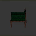 Single Sofa with Green Patterned Fabric and Wooden Carved Legs Classical Design
