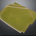 Polygonal Green Field With White Boundary Lines And Open Grass Area