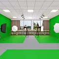 Professional Green Screen Studio Setup With Lighting Cameras Tripods And Windows 3d model