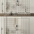 Modern Glass Partition Design For Interior Space With Grid Pattern And Circular Motifs 3d model