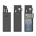 Modern Black Household Electrical Appliance With Storage Cabinet Open Door And Water Bottle