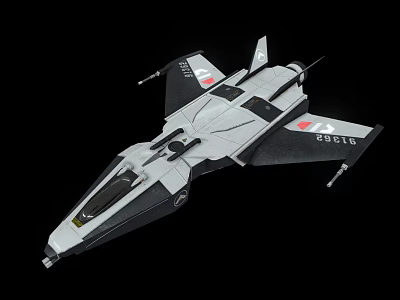 Futuristic Silver Black Space Shuttle Model With 28118 Marking And Sleek Wings 3d model