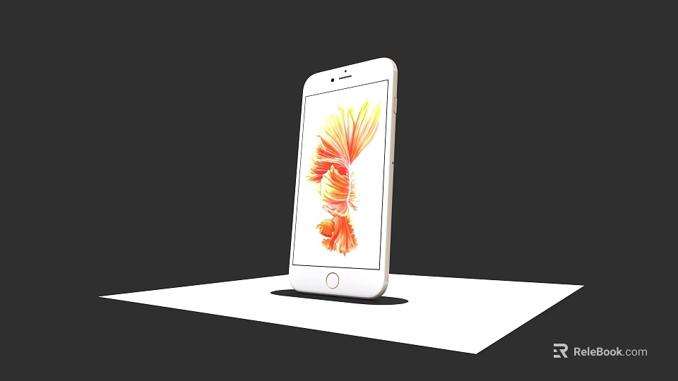 White Smartphone On White Platform With Flower Screen Digital Mobile Tech Device 3d model